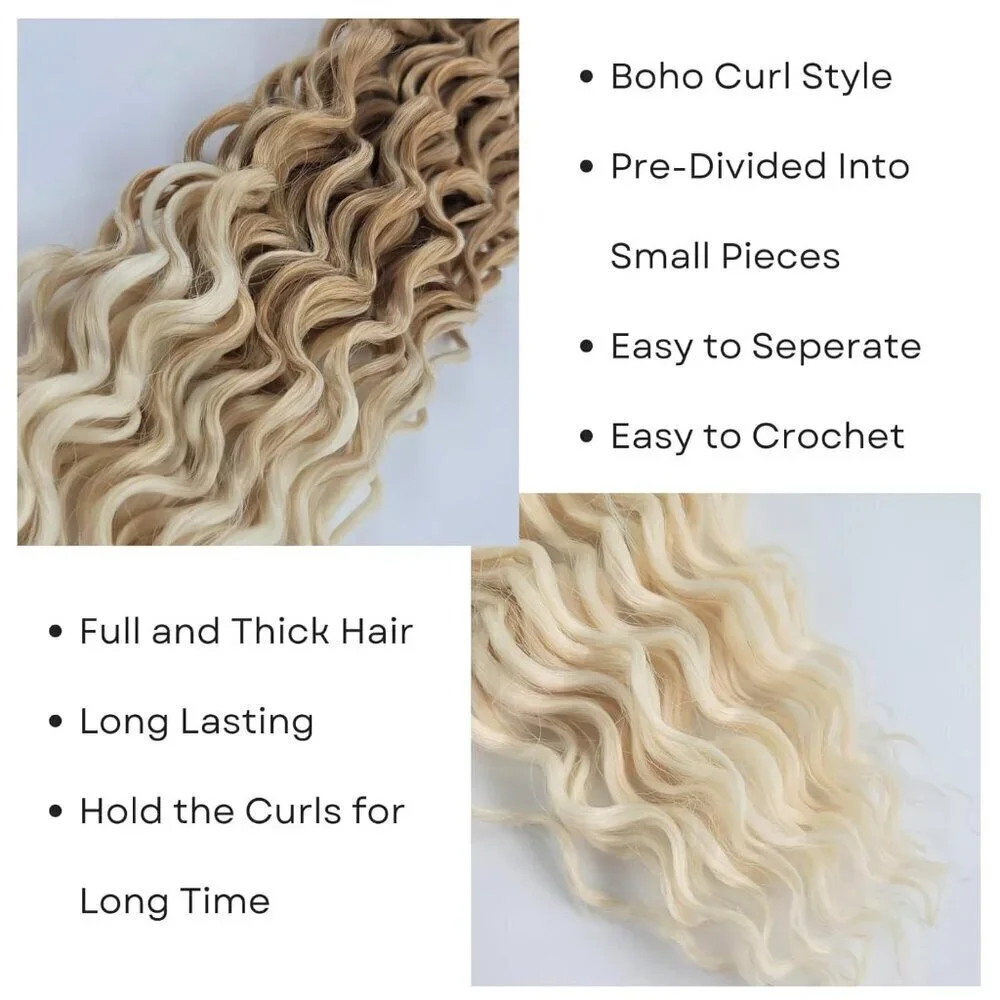 Blonde Braiding Hair Boho Hair for Braiding Synthetic Deep Wave Boho Braids Hair
